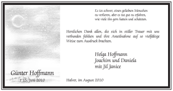 Traueranzeige von Günter Hoffmann von Tageszeitung