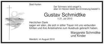 Traueranzeige von Gustav Schmidtke von Tageszeitung