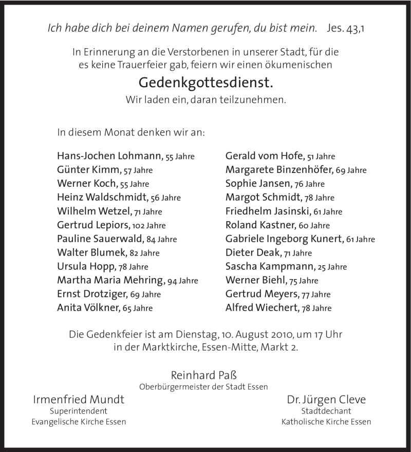  Traueranzeige für Gabriele Ingeborg Kunert vom 07.08.2010 aus Tageszeitung