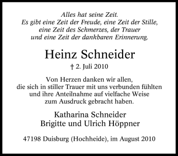 Traueranzeige von Heinz Schneider von Tageszeitung