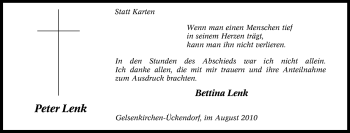 Traueranzeige von Peter Lenk von Tageszeitung