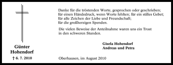 Traueranzeige von Günter Hohendorf von Tageszeitung