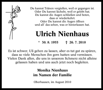 Traueranzeige von Ulrich Nienhaus von Tageszeitung
