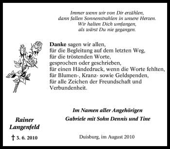 Traueranzeige von Rainer Langenfeld von Tageszeitung