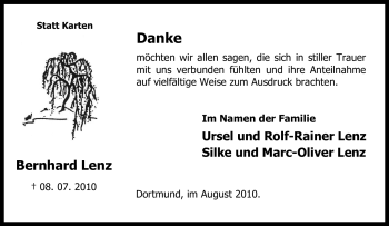 Traueranzeige von Bernhard Lenz von Tageszeitung