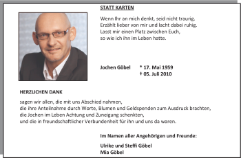 Traueranzeige von Jochen Göbel von Tageszeitung