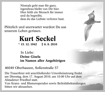 Traueranzeige von Kurt Seckel von Tageszeitung