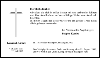 Traueranzeige von Gerhard Kordes von Tageszeitung