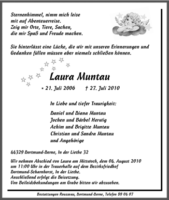 Traueranzeige von Laura Muntau von Tageszeitung