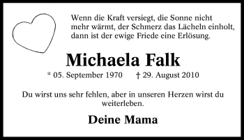 Traueranzeige von Michaela Falk von Tageszeitung