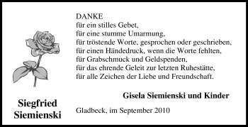 Traueranzeige von Siegfried Siemienski von Tageszeitung