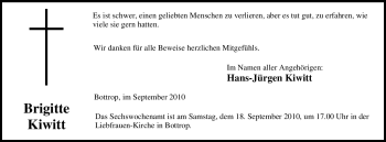 Traueranzeige von Brigitte Kiwitt von Tageszeitung