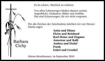 Traueranzeige von Barbara Cichy von Tageszeitung