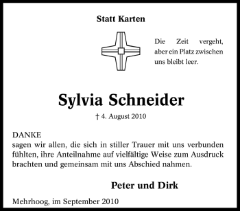 Traueranzeige von Sylvia Schneider von Tageszeitung