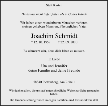 Traueranzeige von Joachim Schmidt von Tageszeitung