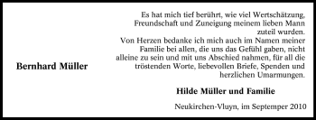 Traueranzeige von Bernhard Müller von Tageszeitung
