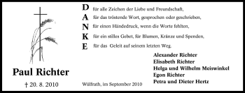 Traueranzeige von Paul Richter von Tageszeitung