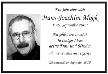 Traueranzeige von Hans-Joachim Mogk von Tageszeitung