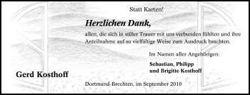 Traueranzeige von Gerd Kosthoff von Tageszeitung