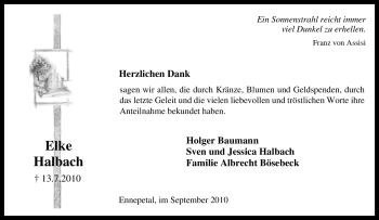 Traueranzeige von Elke Halbach von Tageszeitung