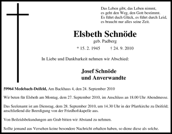 Traueranzeige von Elsbeth Schnöde von Tageszeitung