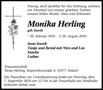 Traueranzeige von Monika Herling von Tageszeitung