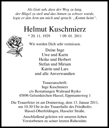 Traueranzeige von Helmut Kuschmierz von Tageszeitung