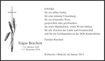 Traueranzeige von Edgar Borchert von Tageszeitung