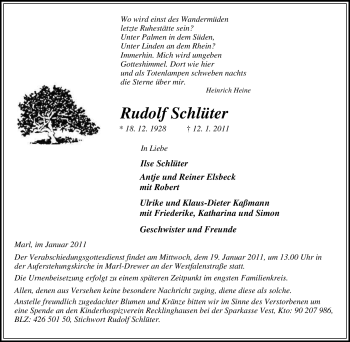 Traueranzeige von Rudolf Schüter von Tageszeitung