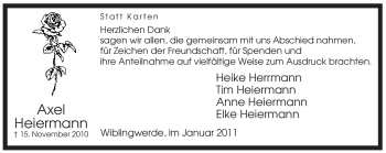 Traueranzeige von Axel Heiermann von Tageszeitung