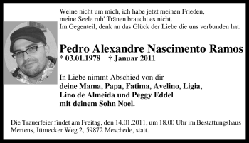 Traueranzeige von Pedro Alexandre Nascimento Ramos von Tageszeitung