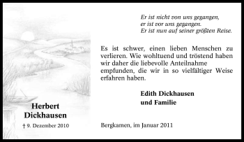 Traueranzeige von Herbert Dickhausen von Tageszeitung