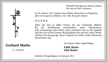 Traueranzeige von Gerhard Marko von Tageszeitung