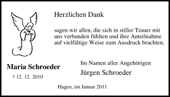 Traueranzeige von Maria Schroeder von Tageszeitung