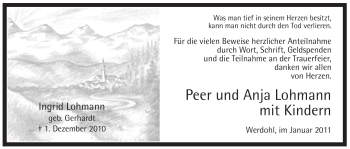 Traueranzeige von Ingrid Lohmann von Tageszeitung