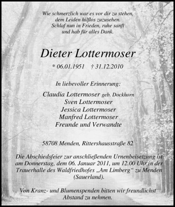 Traueranzeige von Dieter Lottermoser von Tageszeitung