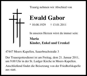 Traueranzeige von Ewald Gabor von Tageszeitung