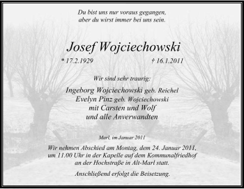 Traueranzeige von Josef Wojciechowski von Tageszeitung