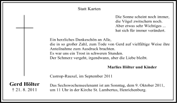 Traueranzeige von Gerd Hölter von Tageszeitung
