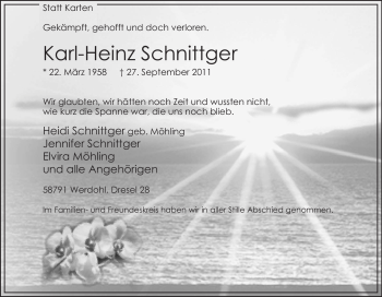 Traueranzeige von Karl-Heinz Schnittger von Tageszeitung