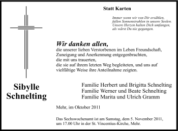 Traueranzeige von Sibylle Schnelting von Tageszeitung