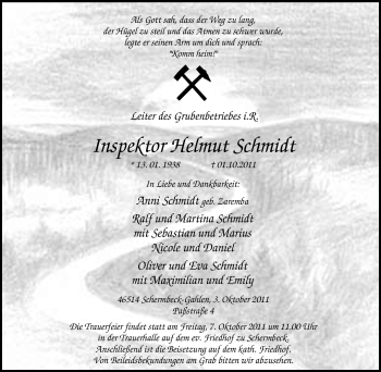 Traueranzeige von Helmut Schmidt von Tageszeitung