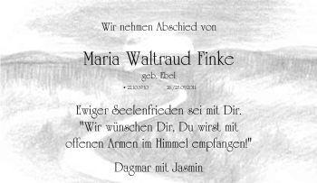 Traueranzeige von Maria Waltraud Finke von Tageszeitung
