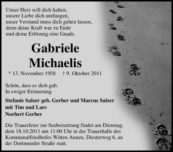 Traueranzeige von Gabriele Michaelis von Tageszeitung