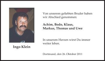 Traueranzeige von Ingo Klein von Tageszeitung