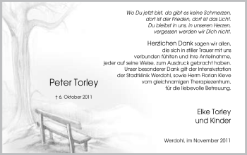 Traueranzeige von Peter Torley von Tageszeitung