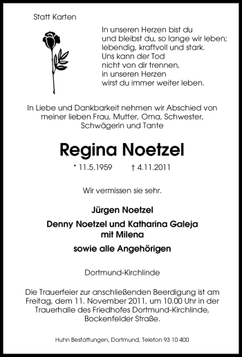 Traueranzeige von Regina Noetzel von Tageszeitung