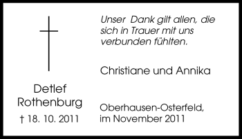Traueranzeige von Detlef Rothenburg von Tageszeitung