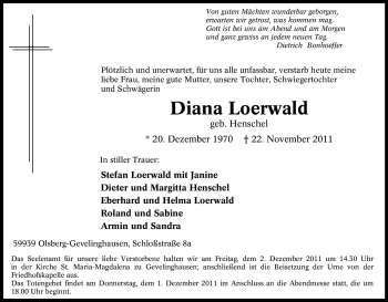 Traueranzeige von Diana Loerwald von Tageszeitung