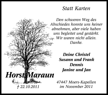 Traueranzeige von Horst Maraun von Tageszeitung